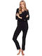 Dorina Winter Damen Pyjama-Set Black