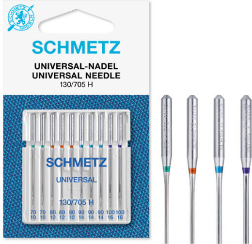 Schmetz Combined Set of 10 Universal Needles Needle Fineness 70-100 Sewing Machine Model 130/705 H