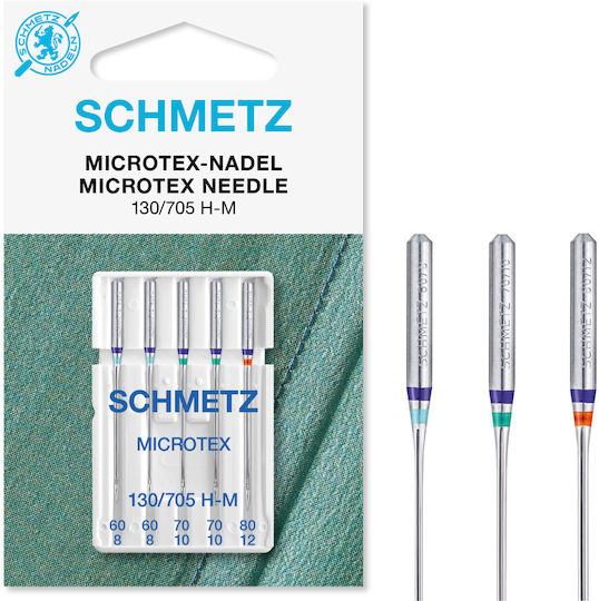 Set 5 Ace Schmetz Microtex Ace Microfiber Mărimea 60-80 Sistem de Ace pentru Mașină de Cusut 130/705 H