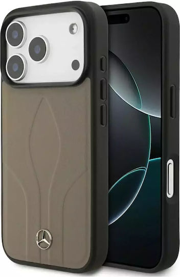 Mercedes-Benz Umschlag Rückseite Leder / Kunststoff / Silikon Braun (iPhone 17 Pro)