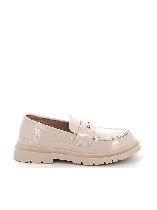 Mayoral Girls Patent Leather Moccasins Beige