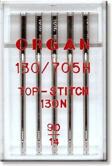 5 Organ Top Stitch Needles Quilting Patchworking Embroidery Needle Fineness 90