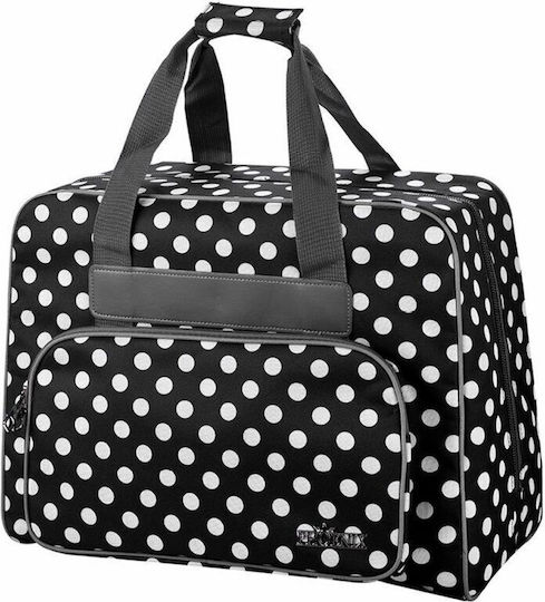 Geantă Pentru Depozitarea Și Transportul Mașinilor De Cusut Dimensiuni 45x31x20cm Negru Phoenix Cu Buline