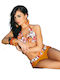 Bikini Set with Light Padding Floral Orange Shorts