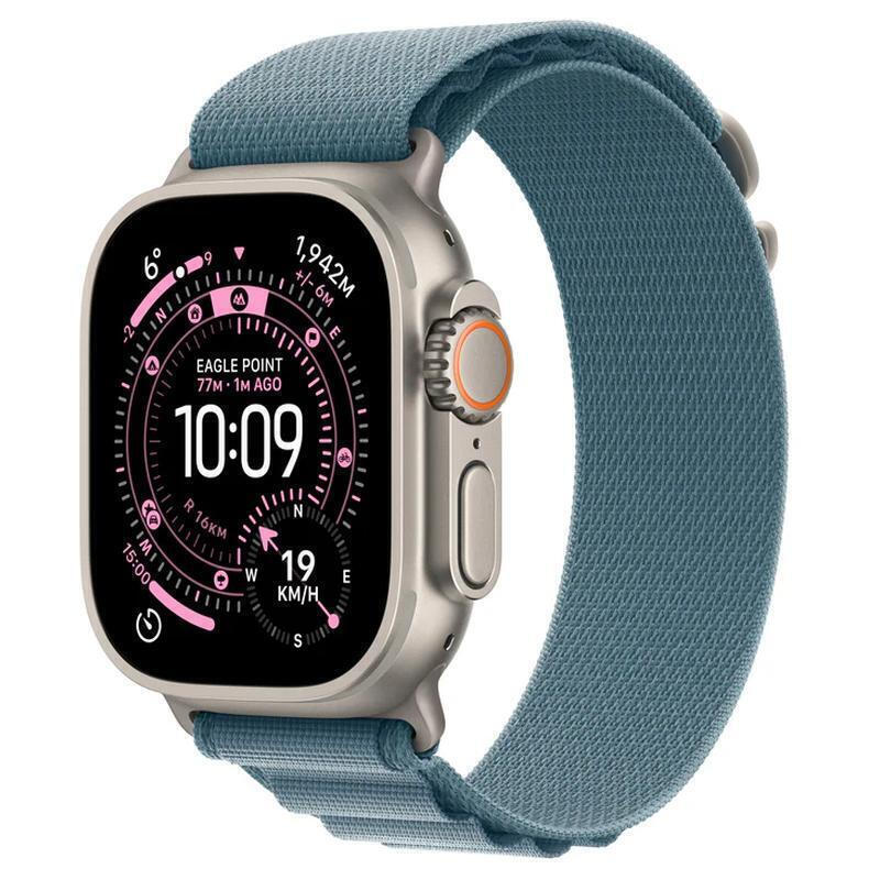 Apple Watch Ultra 3 Titanium 49mm Αδιάβροχο με eSIM και Παλμογράφο (Natural Titanium Case with Light Blue Alpine Loop - Medium) (MEWM4QF/A)