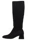 Suede Women's Boots with Zipper Black