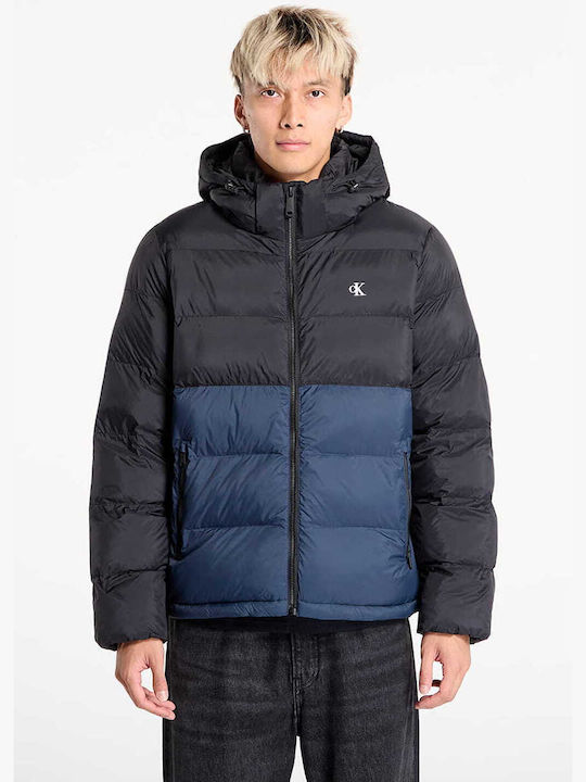 Μπουφάν Puffer Αδιάβροχο Μαύρο, Navy Μπλε