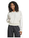 Essentials 3-stripes French Terry Γυναικεία Ζακέτα Φούτερ με Κουκούλα Εκρού
