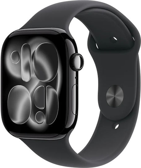Apple Watch Series 11 Aluminium 42mm Waterproof with Heart Rate Monitor (Jet Black Aluminium Case with Black Sport Band - S/M)