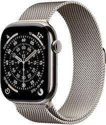 Apple Watch Series 11 Cellular 46mm Natural Titanium Case with Natural Milanese Loop