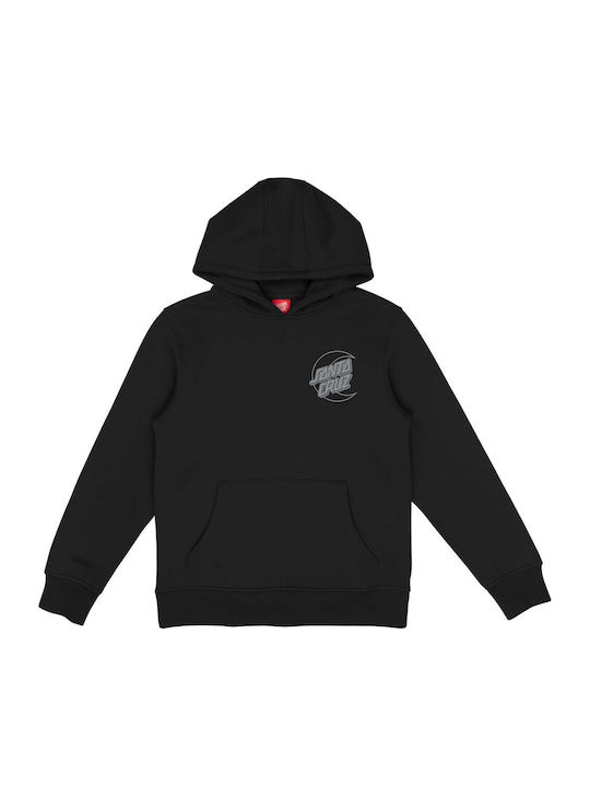 Fleece Επένδυση Παιδικό Φούτερ με Κουκούλα και Τσέπες Black