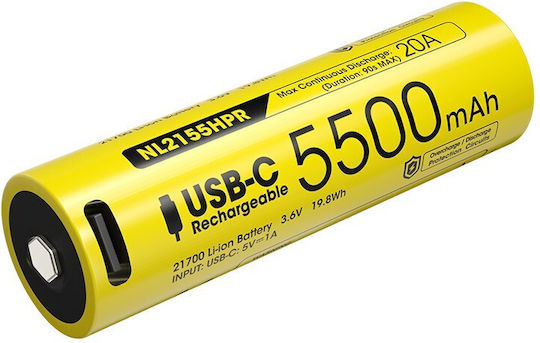 NiteCore Επαναφορτιζόμενη Μπαταρία 21700 5500mAh