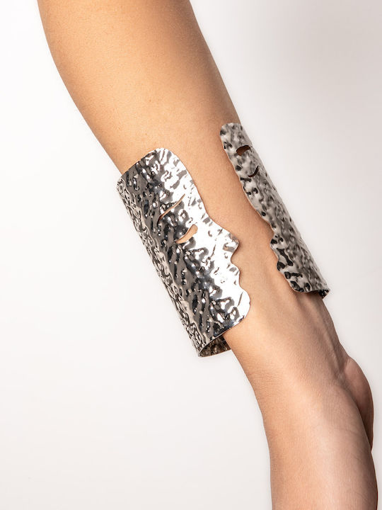 Cuff Bracelet Embossed Silver Silver