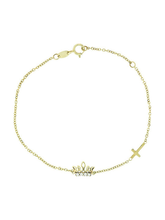 Senzio Belibasakis Kids Bracelet from Gold 9K with Crown & Stones