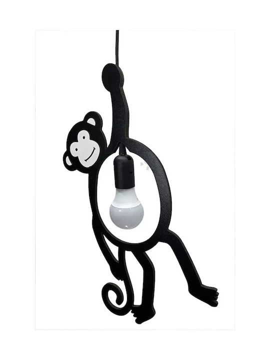 Kids Wooden Single Ceiling Light E27 Black 60W 51cm SKU-3193-P3193