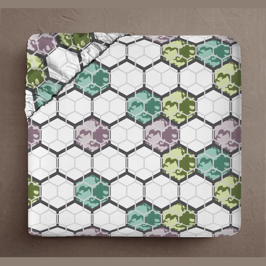Isadore Lorraine Cearșaf Single cu Elastic 100x200+30cm. Beehive-green