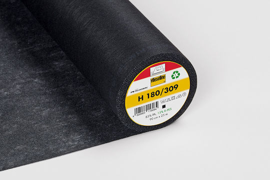 Interfață De Călcat Mătase Vâscoză Ideală Pentru Manșete Talie Gulere 90 X 100 Cm Culoare Neagră 37 Gr Vlieseline H180