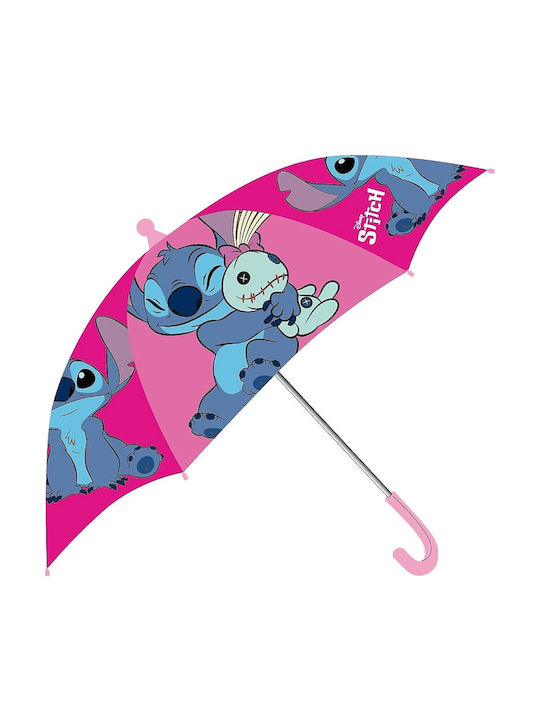 Disney Детска чадър Извита дръжка Stitch Розов