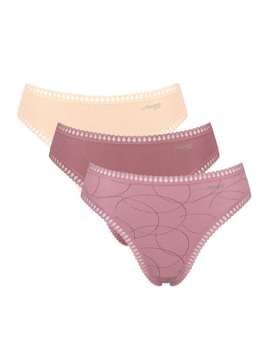 Sloggi Βαμβακερά Women's Slip 3Pack Pink