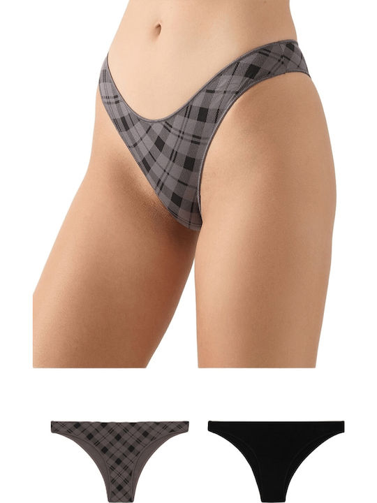 Minerva Fimelle Γυναικεία Brazil 2Pack Μαύρο-γκρί