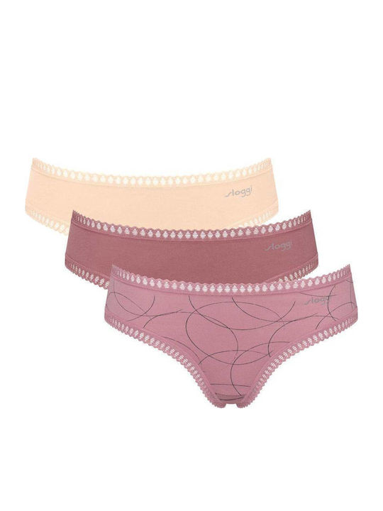 Sloggi Βαμβακερά Femei Slip 3Pack Beige