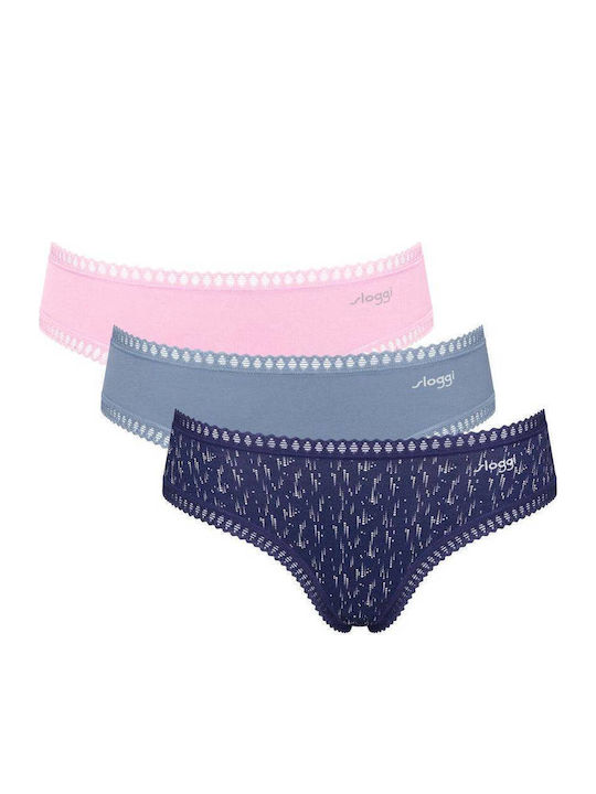 Sloggi Βαμβακερά Femei Slip 3Pack Blue