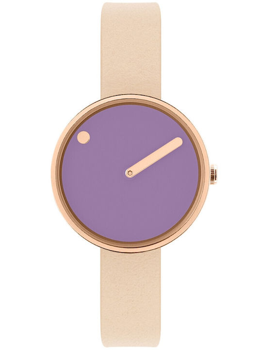 Picto Women's Watch with Beige Leather Strap