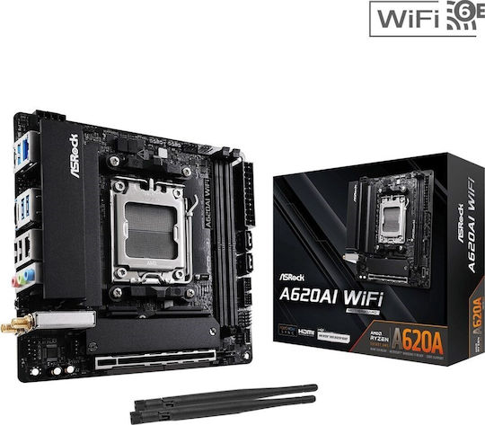 ASRock A620AI WiFi Дънна платка Mini ITX с AMD AM5 Сокет