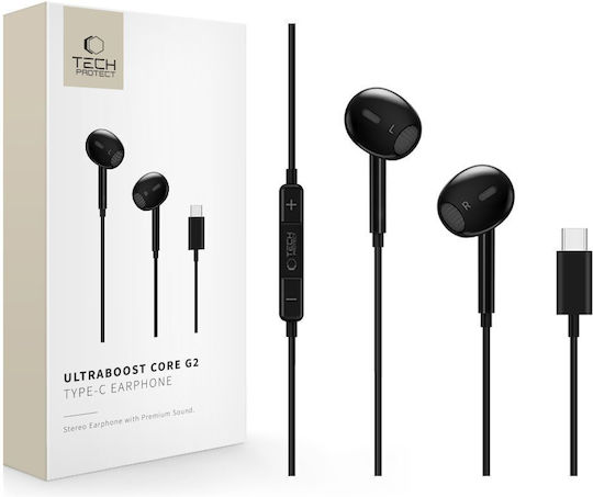 Tech-Protect Ultraboost Core G2 In-ear Handsfree Ακουστικά με Βύσμα USB-C Μαύρο