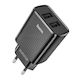 Hoco Φορτιστής Χωρίς Καλώδιο με 2 Θύρες USB-A Power Delivery / Quick Charge 3.0 / PPS / Quick Charge 2.0 Μαύρος (DC07)