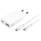 4Smarts Φορτιστής GaN με Θύρα USB-A και Θύρα USB-C και Καλώδιο USB-C - USB-C 20W Power Delivery Λευκός (Slim Duos)