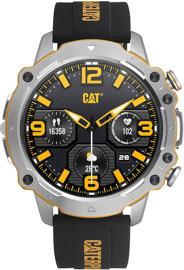 CAT Неръждаема стомана 53мм Смартчасовник с Пулсомер (Black Silicone)