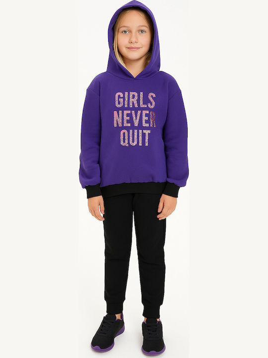 Kids Sweatpants Set Purple-black 2pcs