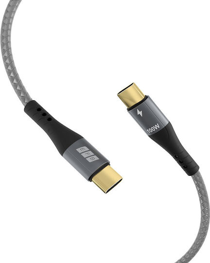 EFB Braided USB 2.0 Cable USB-C male - USB-C 100W PD Γκρι 0.5m