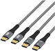 EFB Braided USB 2.0 Cable USB-C male - USB-C 100W PD Γκρι