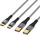 EFB Braided USB 2.0 Cable USB-C Male - USB-A 60W PD Gold 1m