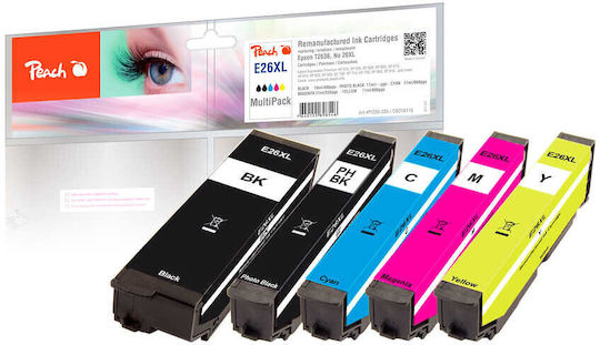 Peach Πακέτο Συμβατών Μελανιών Εκτυπωτή InkJet Epson T2636 245 Σελίδων 6.2ml Μαύρο 1τμχ
