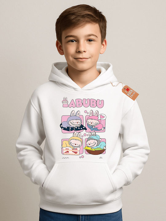 Rock Deal Kids Sweatshirt with Hood White Labub...