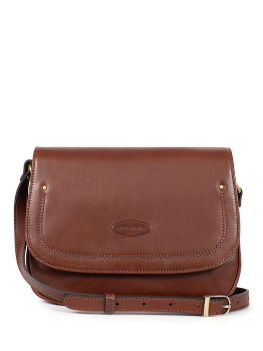 Hexagona Leder Damen Messenger Tasche Braun