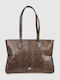Damen-Schultertasche Animal Print Braun
