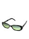 Kenzo Women's Sunglasses with Black Plastic Frame and Green Lens