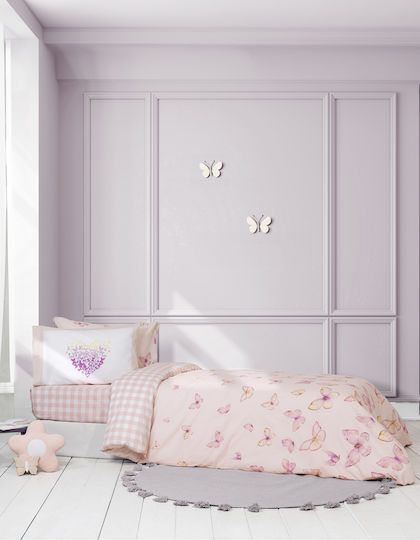 Nima Σετ Σεντόνια Ημίδιπλα Βαμβακερά Ροζ 190x255cm 3τμχ