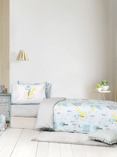 Nima Single Set with Elastic Band Light Blue 100x200cm