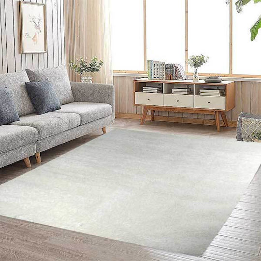 SpitiBazaar Covor Rectangular Shaggy Din blană Alb