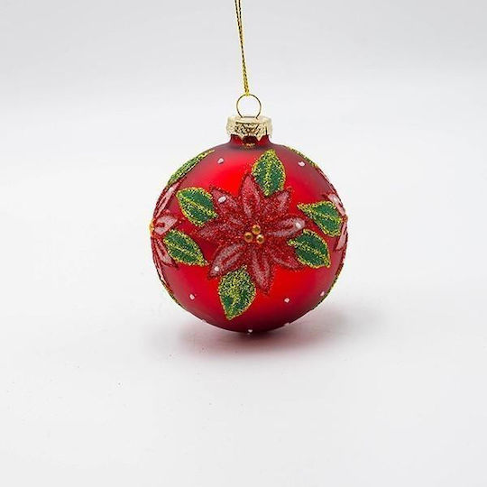 Hängendes Kugel Ornament Ornament Glas Rot 8cm Set 4Stück