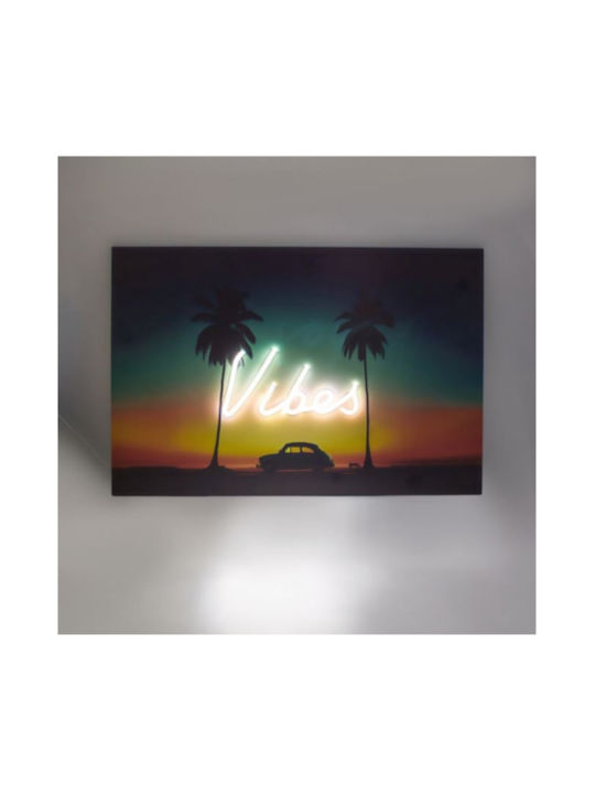 Wooden Painting LED Neon Lighting Sunset Vibes 60x40cm