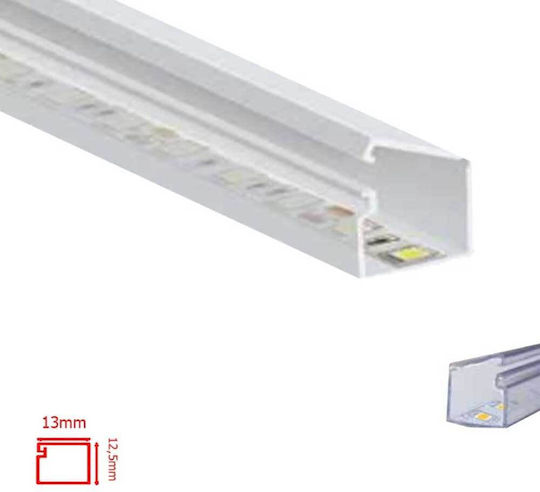 Διαφανές Κανάλι 13 X 12,5 Mm Ταινίες Led Αυτοκόλλητο Βέργα 2μ Μήκος