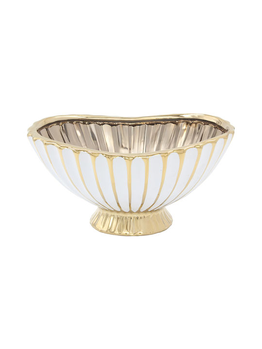 Decorative Ceramic Cup 27x18x14 Cm White Gold Keskor 63053
