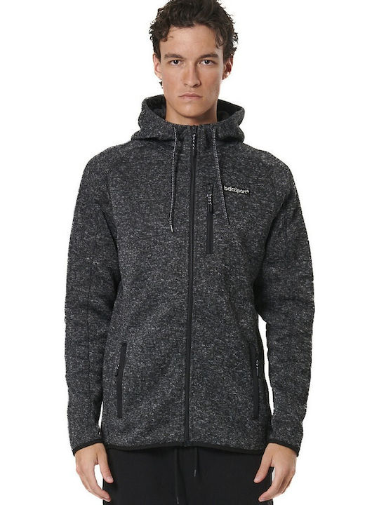 Ανδρική Ζακέτα Fleece με Κουκούλα Μαύρη