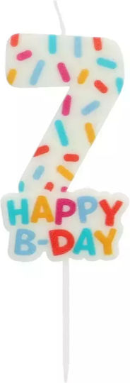 Birthday Candle Cozy Sprinkles Number 7 Multicolour Candle 7cm Kids Party